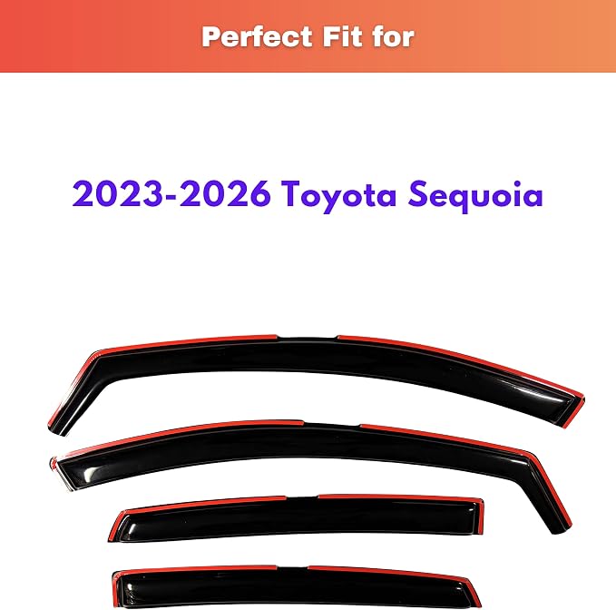KPY Rain Guards Fit for 2023-2026 Toyota Sequoia, in-Channel Window Visors Vent Wind Deflectors 4PC, Car Accessories for 23-26 Sequoia