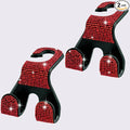 Bling Car Purse Hooks 2Pcs, Durable Car Headrest Hook, Holds 44Lbs, Double-Hooks, Wide-Opening, Rhinestone Automobile Purse Hangers Holder, Bling Car Accessories for Women, Red