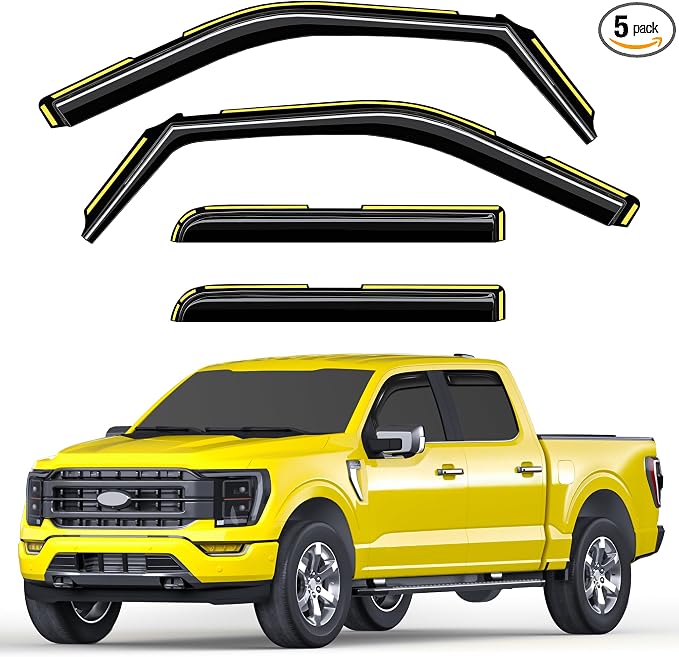 in-Channel Window Rain Guards Fit for Ford F150 2021-2026 SuperCrew Rain Guard Side Window Visor Durable Window Deflectors Truck Vent Visors Vent Shades Car Accessories - 4 pcs