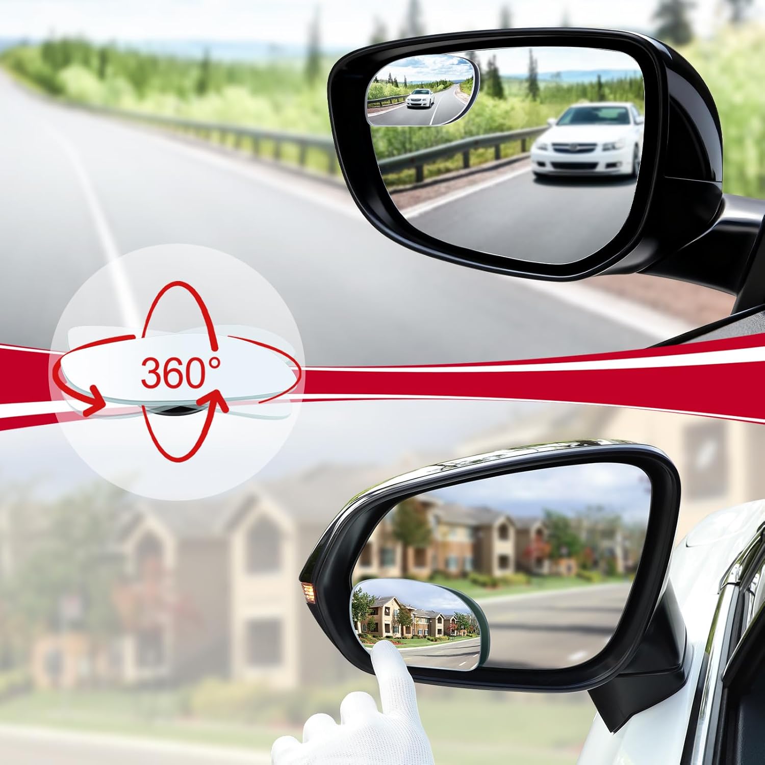HD Blind Spot Mirrors (2-Pack) — Frameless Wide-Angle Convex