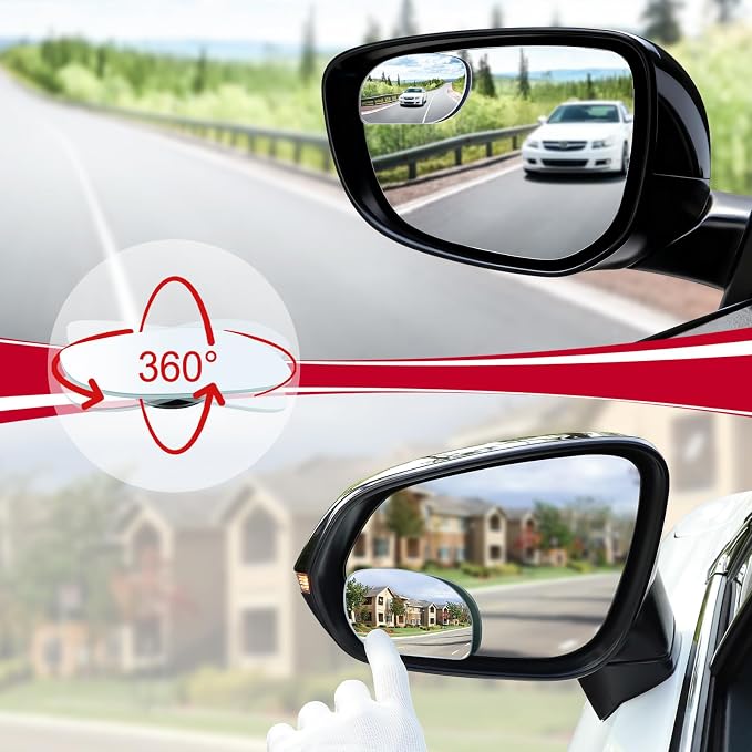 Blind Spot Mirrors, HD Glass Frameless Convex Rear View Mirrors, Wide Angle Adjustable Stick for Side Mirror, Automotive Exterior Accessories for Car, SUV & Trucks, Pack of 2