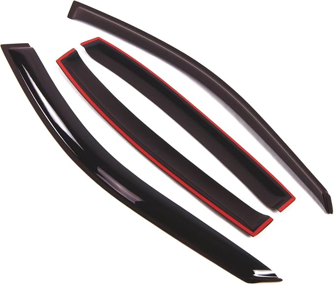 WD2-044 Dark Smoke 4 Pcs Set Window Visor (Outside Mount) Deflector Rain Guard Compatible with 1997-2003 Chevrolet Malibu