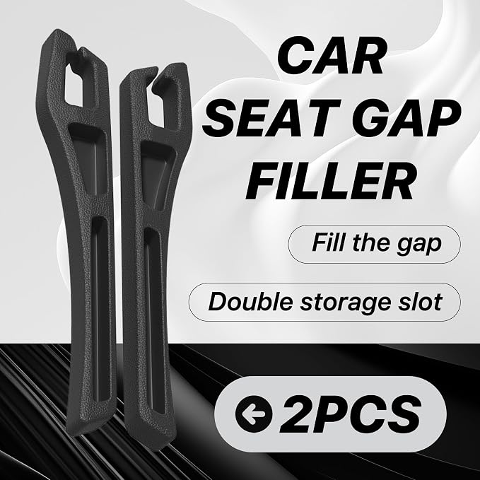Car Seat Gap Filler Organizer, 2PCS Multifunctional Vehicle Fill Gap Blocker with Storage Slot Between Seat Console, Anti-Drop Auto Interior Organization, Universal for SUV Truck Sedan(Black)