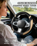 D-Shaped Flat Bottom Steering Wheel Cover for Women Girl - Stylish Car Accessory (Beige)