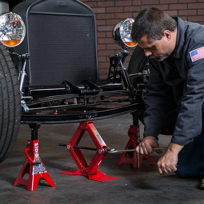 T10152 Torin Steel Scissor Lift Jack Car Kit, 1.5 Ton (3,000 lb) Capacity, Red