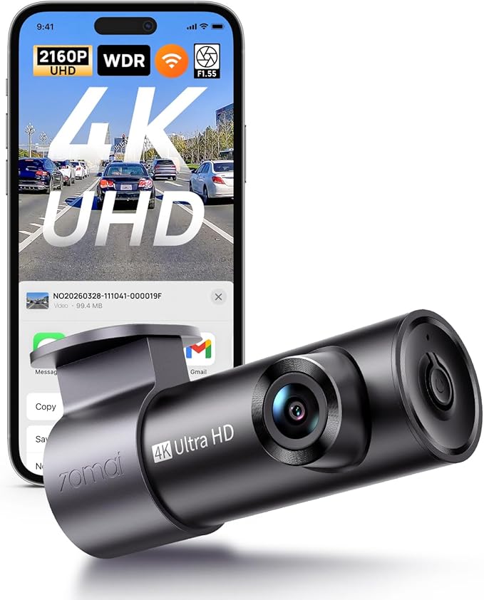 M310 Plus 4K Dash Cam Front with Night Vision, 140° Wide Angle Dash Camera for Cars, WiFi Dashcam with App, Parking Mode, G-Sensor, Loop Recording, Voice Control, Easy Install Car Camera