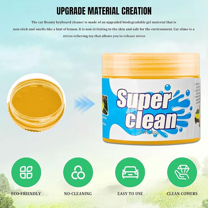 Car Cleaning Gel Clean Putty, Reusable Car Interior Cleaner Slime, Auto Detail Cleaning Soft Rubber Supplies, Universal Multi-Functional Cleaning Tool Accessories for Men Women (Orange)