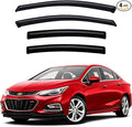 Rain Guards for 2016-2019 Chevrolet Chevy Cruze, Out-Channel Window Visor Shields Vent Deflector Shade Wind Dark Smoke 2017 2018 16 17 18 19, Tape-On Outside-Mount, 4PCS