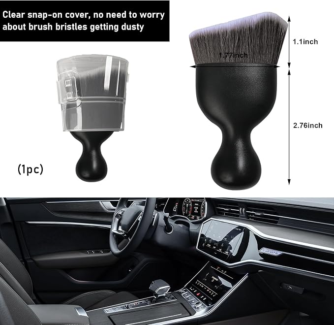 Car Detailing Brush, Curved Soft Bristles Auto Removal Dust Collectors, Universal Vehicle Dashboard, Air Conditioner Vents etc Interior Cleaning Tool Accessories (Brown/White)