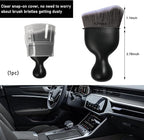 Car Detailing Brush, Curved Soft Bristles Auto Removal Dust Collectors, Universal Vehicle Dashboard, Air Conditioner Vents etc Interior Cleaning Tool Accessories (Brown/White)
