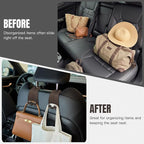 2PCS Car Hooks for Headrest, Faux Leather Purse Hook for Car Seat Back Organizers and Storage, Double Metal Purse Holder Bag Hanger, Universal Car Interior Accessories for Women Man