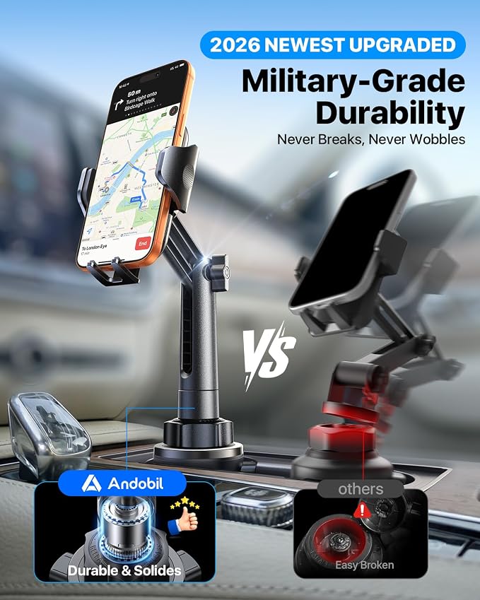 [Upgrade Version Cup Phone Holder for Car Universal Adjustable Long Neck Car Phone Mount Cradle Friendly Compatible with iPhone Samsung Google and All 4.0-7.0 inches Smartphones