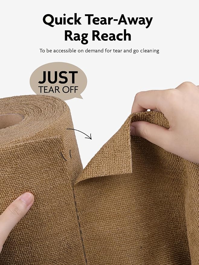 Microfiber Cleaning Cloth Roll -40 Pack, Tear Away Microfiber Towels, 12" x 12", Reusable, Washable, Scratch Free, Ultra Absorbent for All-Around Cleaning Supplies (TAN)