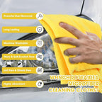 30 Pcs Edgeless Microfiber Plush Towels for Cars Detailing Drying Wash Polishing Absorbent Cleaning Cloths, 500 GSM (16 x 16 Inch,Black,Yellow)