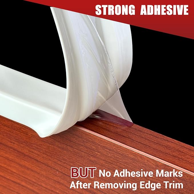 Slimline Cabinet Door Edge Protector, 3/4" Self Adhesive Peel and Stick Silicone Edge Guards, Flexible U Shaped Strip for Kitchen &Garbage Drawer Fronts, Edge Trims for Desks and Shelfves, White, 10Ft
