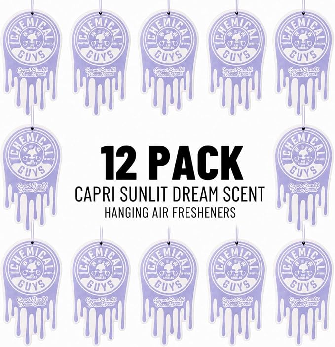 Hanging Car Air Freshener 12-Pack, Capri Sunlit Dream Coastal Citrus & Soft Floral Fragrance, Rearview Mirror Paper Fresheners for Cars, Trucks, SUVs, RVs & Boats