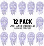 Hanging Car Air Freshener 12-Pack, Capri Sunlit Dream Coastal Citrus & Soft Floral Fragrance, Rearview Mirror Paper Fresheners for Cars, Trucks, SUVs, RVs & Boats