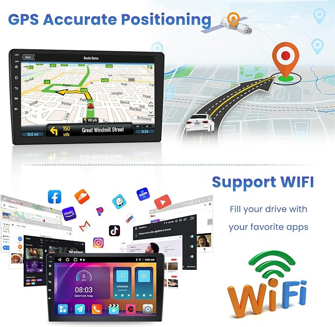 5Ghz WiFi [2G+64G] Android 15 Car Radio for Jeep Compass Patriot 2010-2016 Car Stereo with Wireless Carplay/Android Auto, 10 Inch HD Touch Screen with GPS Bluetooth FM/RDS EQ SWC Backup Camera MIC