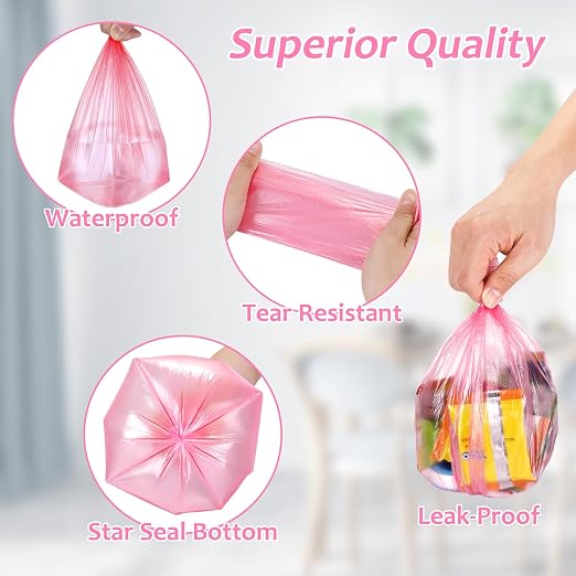 Mini Car Trash Can Bags for Auto Trash Bin, 120 Count Small Garbage Bags Organizer Tear-Resistant, Liner Refills (Vehicle Trash Can is not Included) - 4 Color Black, White, Pink, Blue