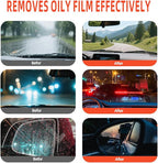 Car Windshield Cleaner & Glass Oil Film Remover, 2Pcs | Removes Oil, Grease & Fog, wiper residue, Anti-Fog Glass Emulsion Cleaner for Clear Driving Visibility,100ml