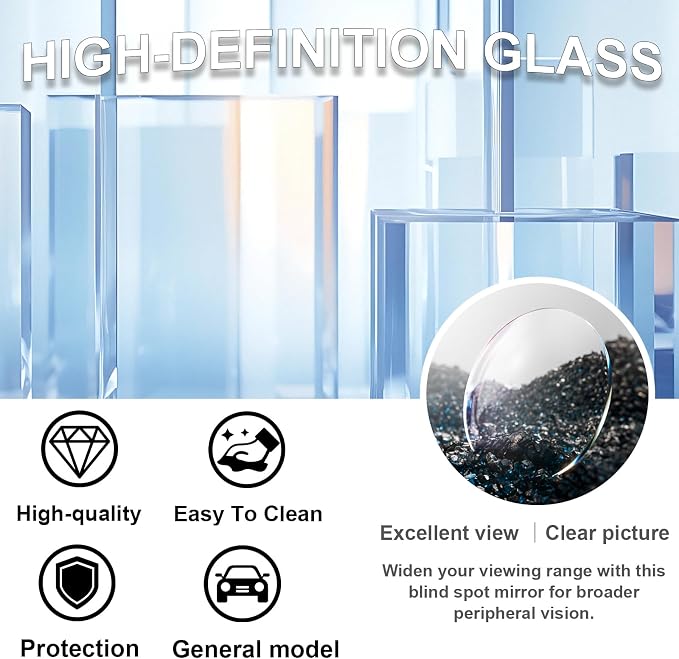 2PCS Fan Shaped Car Blind Spot Mirror, HD Frameless Convex Glass Rearview Mirror, Rotatable Wide Angle Vehicle Side Auxiliary Mirror with Strong Adhesive, Universal Fit for Car SUV Truck Silver