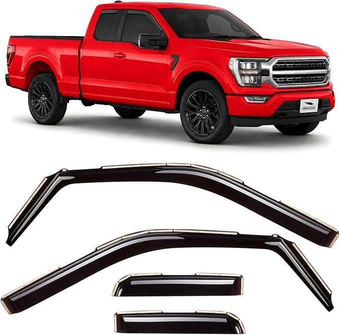 Voron Glass in-Channel Extra Durable Rain Guards for Ford F150 2021-2026 SuperCab, Window Deflectors, Vent Window Visors, 4 Pieces - 200716