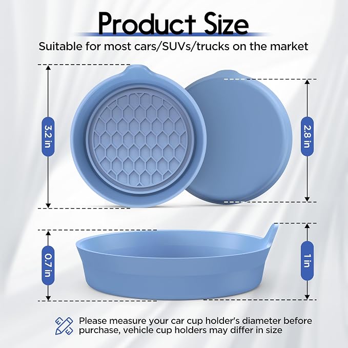 Car Cup Coaster Universal Automotive Waterproof Non-Slip Cup Holders Sift-Proof Spill Holder Car Interior Accessories 4 Pack Gray Blue