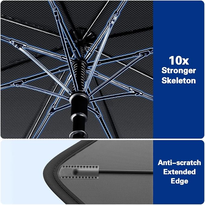 2026 Windshield Sun Shade Umbrella, Foldable Car Umbrella Sunshade with UV Block Car Front Window (Heat Insulation Protection) for Auto Windshield Covers Blackout Trucks Cars (Large)