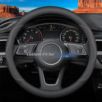 Deer Route Custom-Fit for Mini Steering Wheel Cover, Premium Leather Car Steering Wheel Cover with Logo, Non-Slip, Breathable, for Mini Accessories (A-Style,for Mini Cooper)