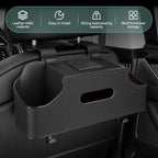 Car Seatback Organizer with Cup Holder, Leather Headseat Tissue Box and Storage Box, Multifunction Auto Rear-mounted Mobile Phone Holder, for Most Cars (Black)