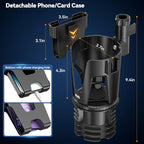 Car Cup Holder Expander - 3 in 1 Cup Holder Adapter with Adjustable Base - Detachable Phone Holder & 360° Rotation Food Tray for Car - Compatible with Vehicles, Car, Road Trip Essentials