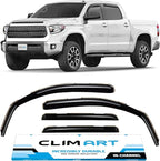in-Channel Incredibly Durable Rain Guards for Toyota Tundra 2007-2021 CrewMax, Original Window Deflectors, Vent Deflector, Vent Window Visors, Dark Smoke Truck Accessories, 4 pcs- 607066