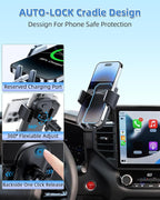 PZK Car Phone Mount for Toyota Tundra 2022-2026 /Sequoia 2023-2026 14-Inch | Screen Car Phone Holder Auto Lock Limited/Platinum Tundra Accessories 360° Rotation Hands Free Cradles Not Block Air Vent
