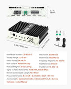 Monoblock Car Amplifier, 800W RMS MAX, 1/2/4 Ohm Stable, 1-Channel Class D Car Audio Amplifier with Remote Subwoofer Level Control, Low Pass Filter, Bass Boost & Phase Shift, Volume Controller