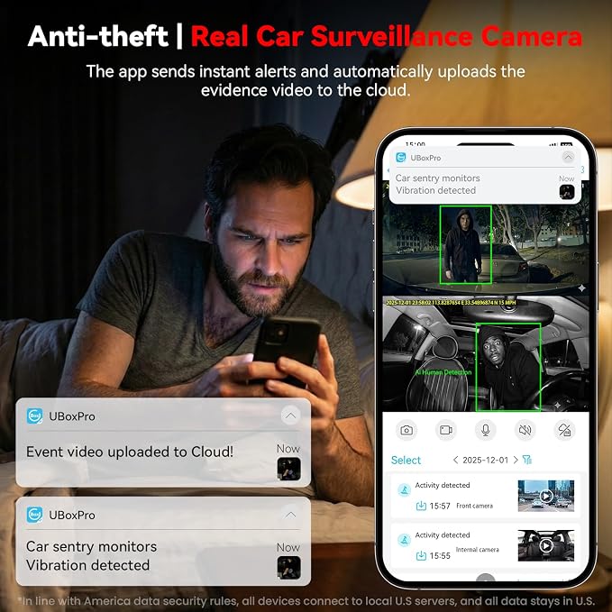 4G LTE Dash Cam with Live-Streaming, Anti-Theft Car Security Camera, Instant Alert via App, Cloud & SD Storage, 2K+1080P Front Inside, No Screen, IR Night Vision, 24/7 Parking Mode, GPS, OBD