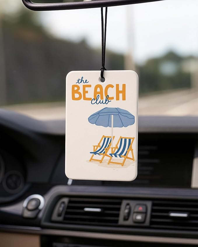 Coastal Beach Car Air Freshener 4 Pcs Coconut Scented, Nautical Seagrass Starfish Ocean Car Accessories Mirror Decor for Women, Blue Beachy Hanging Air Freshener for Cars Closet Drawer Books