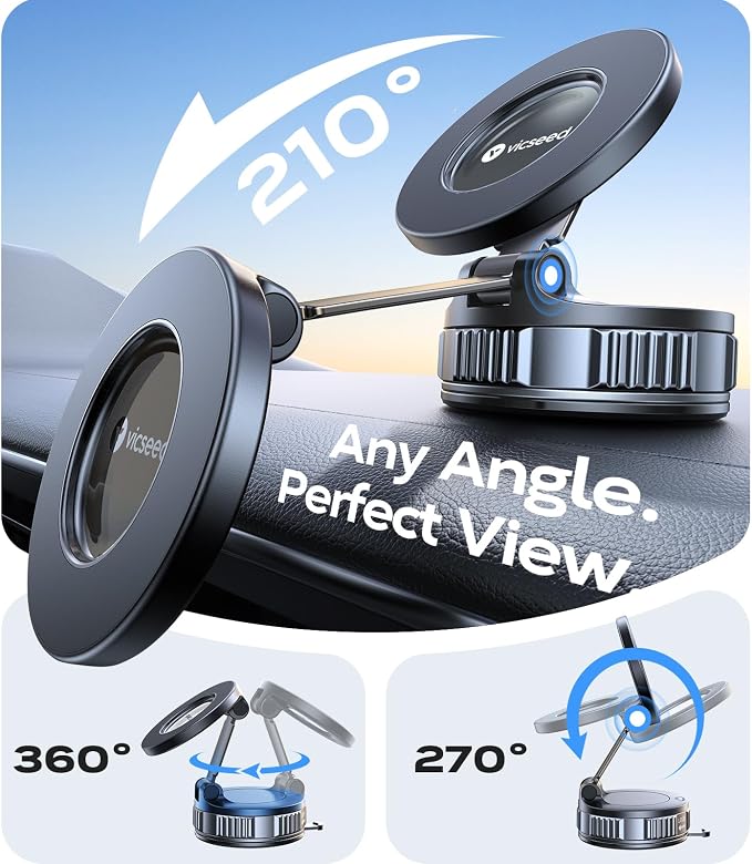 2026 Upgraded Car Phone Holder for Magsafe Car Mount [85 LBS Strongest Suction] Vacuum Magnetic Phone Holders for Your Car 360° Adjustable Car Phone Mount for iPhone 17 Pro Max 16 15 14 13 12