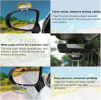 Clip on Blind Spot Mirror, HD Glass Frameless Convex Rear View Mirrors Exterior Accessories with Wide Angle Adjustable Stick for Car SUV and Trucks, Silver