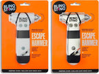 Glammer Safety Hammer - Emergency Automotive Escape Hammer Tool, Seat Belt Cutter & Car Window Break Tool - White & Silver, 2 Count