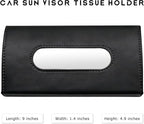 Car Tissue Holder, Auto Sun Visor Napkin Holder Hanging Paper Towel Dispenser with Tissue Refill, Premium Leather Napkin Case Mask Organizer for Backseat & Visor, Car Accessories (Black)