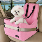 Dog Car Seat for Small/Medium Dogs Up to 35 lbs – Patented Safety System, 5" Memory Foam Pet Booster Car Seat, Fully Detachable and Washable Dog Carseat with 2 Storage Pockets (Pink)