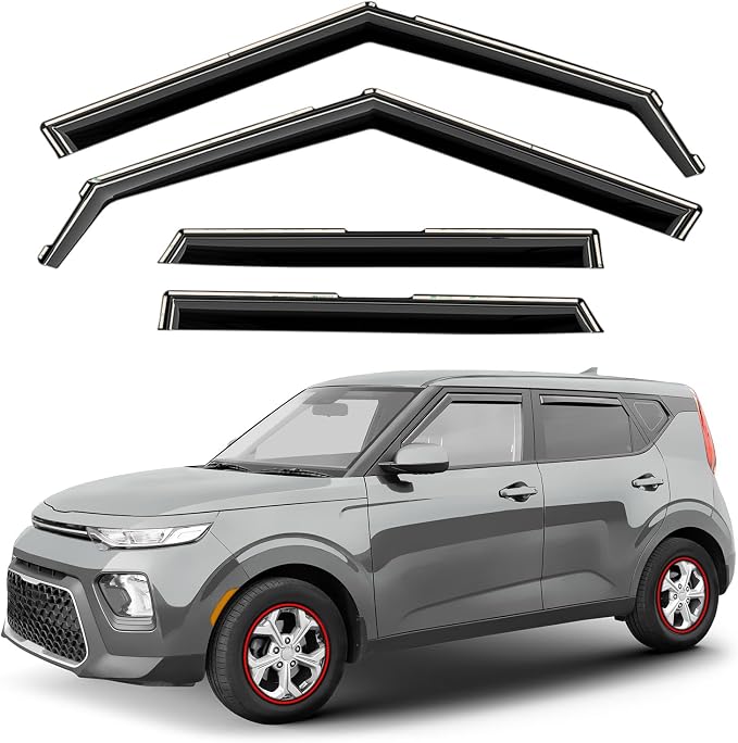 GrandWheel Window Deflectors Smoke Tinted in-Channel Side Window Vent Visor Deflectors Rain Guards Compatible with Kia Soul 2020-2026 - 4pcs. GW0791