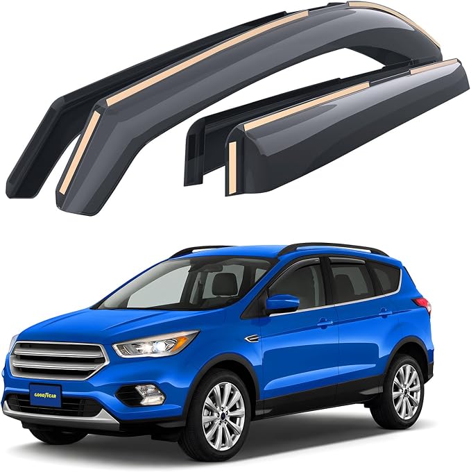 Goodyear Shatterproof in-Channel Window Deflectors for Ford Escape 2013-2019, Rain Guards, Window Visors for Cars, Vent Deflector, Car Accessories, 4 pcs - GY008477