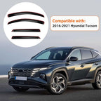 Rain Guards Compatible with 2016-2021 Hyundai Tucson, Set of 4 Front+Rear Tape-On Side Window Visor Wind Deflector Vent Visors Car Accessories