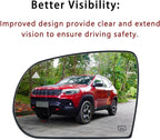 Blind Spot Driver Side Mirror Replacement for Jeep Cherokee 2014-2019 Jeep Compass 2017-2021, Left Exterior Side Rearview Mirrors Glass, with Backing Plate, Power Heated,Blind Spot Detection
