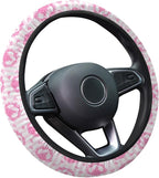 Pink Fairytale Castle Steering Wheel Cover, Polyester Car Wheel Grip, Universal 15 Inch for Cars SUVs Trucks