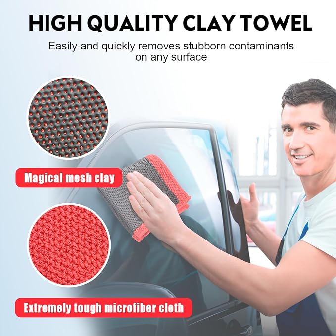 Clay Decontamination Towel - Professional Detail Products - Proven Cleaning & Release of Paint Contaminants; Increase Wax & Sealant Bond; Enhance Paint Gloss & Color; Fine Grade (12x12inches)