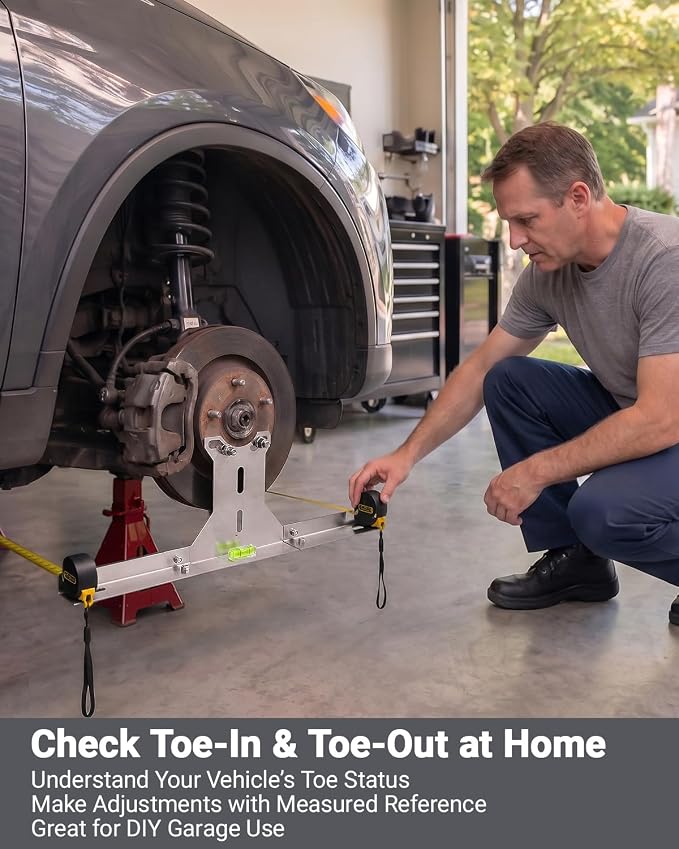 Wheel Alignment Tool for DIY Toe Adjustment, Stainless Steel Toe Alignment Plates Allow Quickly Operation, Easy Way to Check Toe in/Out, Fits Most Cars & Trucks(Patent Design)