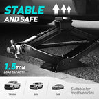 Scissor Jack for Car, 1.5 Ton (3,306 lbs) Scissor Lift Jack with Labor-Saving Ratchet Wrench for Most Cars, 4'' - 15.2'' Lifting Range, TOOLS-00282