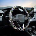 Multicolor Wildflower Steering Wheel Cover Auto Jacquard Steering Wheel Protector, Anti-Slip, Breathable, Absorbing Sweat, Universal Car Accessories 14.5–15 inch,Fit for Most Car, Trucks, SUV